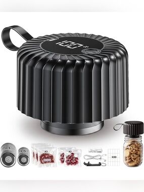 NWT Upgraded Mason Jar Vacuum Sealer Kit
One-Touch Vacuum Sealer for Jars & Bags